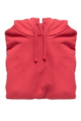Red cotton folded hoody sweatshirt isolated over white