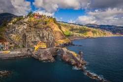 Ponta do Sol at afternoon. Aerial drone picture. Madeira, Portugal. October 2021