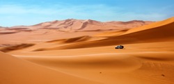 Sahara Desert in Libya. Adventure on car.