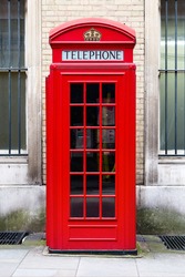 red phone booth in London, England