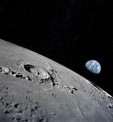 The lunar surface, taken from a corner, with the preserved footprints of the astronauts who have been there as evidence of the presence of a person. Elements of this image furnished by NASA.