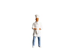 Miniature people Chef isolated on white background with clipping path