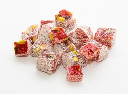 Pomegranate Turkish Delight with pistachios and coconut 