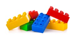 Plastic building blocks, isolated on white