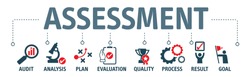 Assessment Analysis Evaluation Measure Business Analytics Vector Illustration Concept with icons