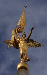 Gold Winged Victory Statue atop World War I Memorial, Washington DC