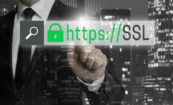 SSL Browser Concept is shown by businessman.