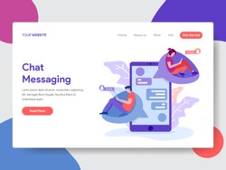 Landing page template of Chat Messaging Concept. Modern flat design concept of web page design for website and mobile website.Vector illustration