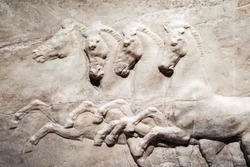 Detail of bas relief of a horses, Athens