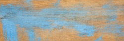 painted blue and scratched wood texture background, long banner format