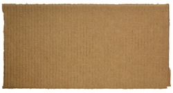 rectangular piece of corrugated brown cardboard isolated on white