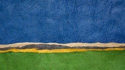abstract landscape in green and blue  - a collection of Huun papers handmade in Mexico
