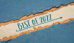 best of 2022 -  handwriting on a handmade paper, web banner, product or business review of the recent year