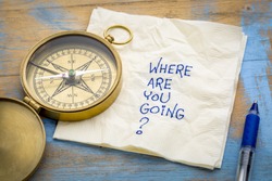 Where  are you going? -An essential question or searching for purpose  - a napkin doodle with a brass compass