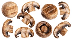 Grilled champignons isolated on white background. Collection with clipping path.