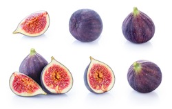 Fresh figs isolated on white background. Collection.