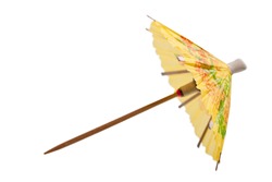 Rice paper umbrella decoration for cocktail glass, isolated