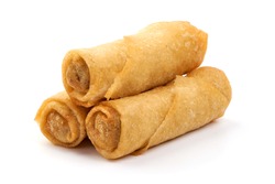Spring rolls, Chinese cuisine, isolated on white background.