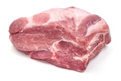 Raw pork neck (collar, Boston butt, shoulder), isolated on white background