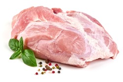 Raw pork shoulder butt, isolated on white background