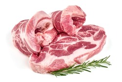 Pork shoulder butt steak, isolated on white background
