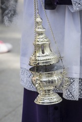 Censer of silver or alpaca to burn incense in the holy week, Spain