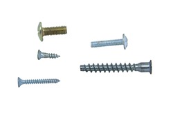 Bolts and screws on a white background