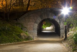 Arch and tunnel in Central Park, New York City.