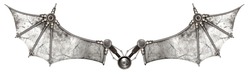 Steampunk wings bat isolated. Old auto spare parts car on the white background