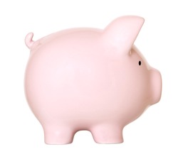 Pink piggy bank  isolated on white