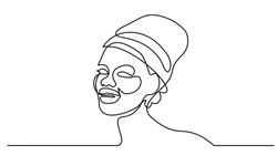 Continuous one line drawing. Abstract portrait of pretty young woman African ethnicity. Vector illustration