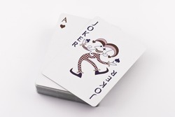 joker on poker cards isolated