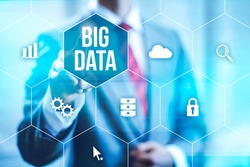Big data concept man selecting and pressing Big Data symbol