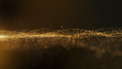 Luxurious gold sparkling particles wave background