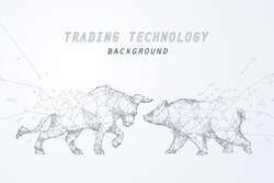 Wire frame bearish and bullish trend, technology trading for stock market, vector art and illustration.