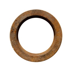 old rusty metal ring on a white isolated background