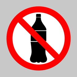 No Drink bottle sign. Forbidden sign isolated on gray background.