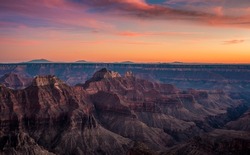 North Rim Sunset at Bright Angel Point at Grand Canyon National Park, Arizona