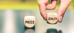 Price versus Quality. The cube with the word 