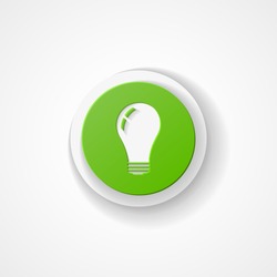 Green bulb web icon, on white background
