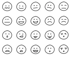 Collection of freehand drawing of emoticons.