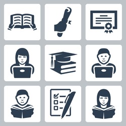 Vector higher education icons set