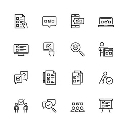 Survey or test icon set in thin line style