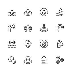 Water related vector icon set in thin line style