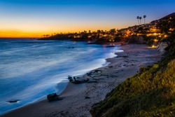 After-sunset view from cliffs at Heisler Park, in Laguna Beach, California.