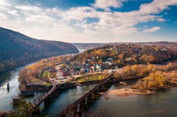 View of Harper's Ferry and the Potomac RIver from Maryland Heights.