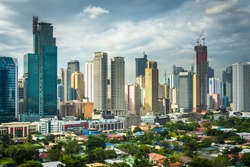 View of the skyline of Makati in Metro Manila, The Philippines.