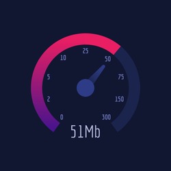 Speedometer Internet Speed 300 mb. Vector Illustration. Vector Icon.