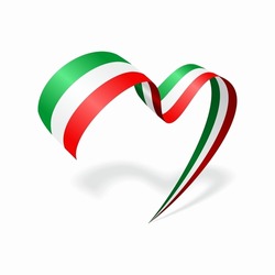 Italian flag heart shaped ribbon. Vector illustration.