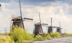 Windmills of Kinderdijk, Netherlands.